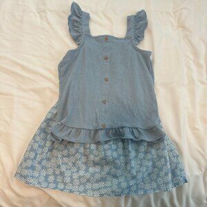 Carter’s Girls Matching Set – Blue Tank Top & Floral Skort, Size 6